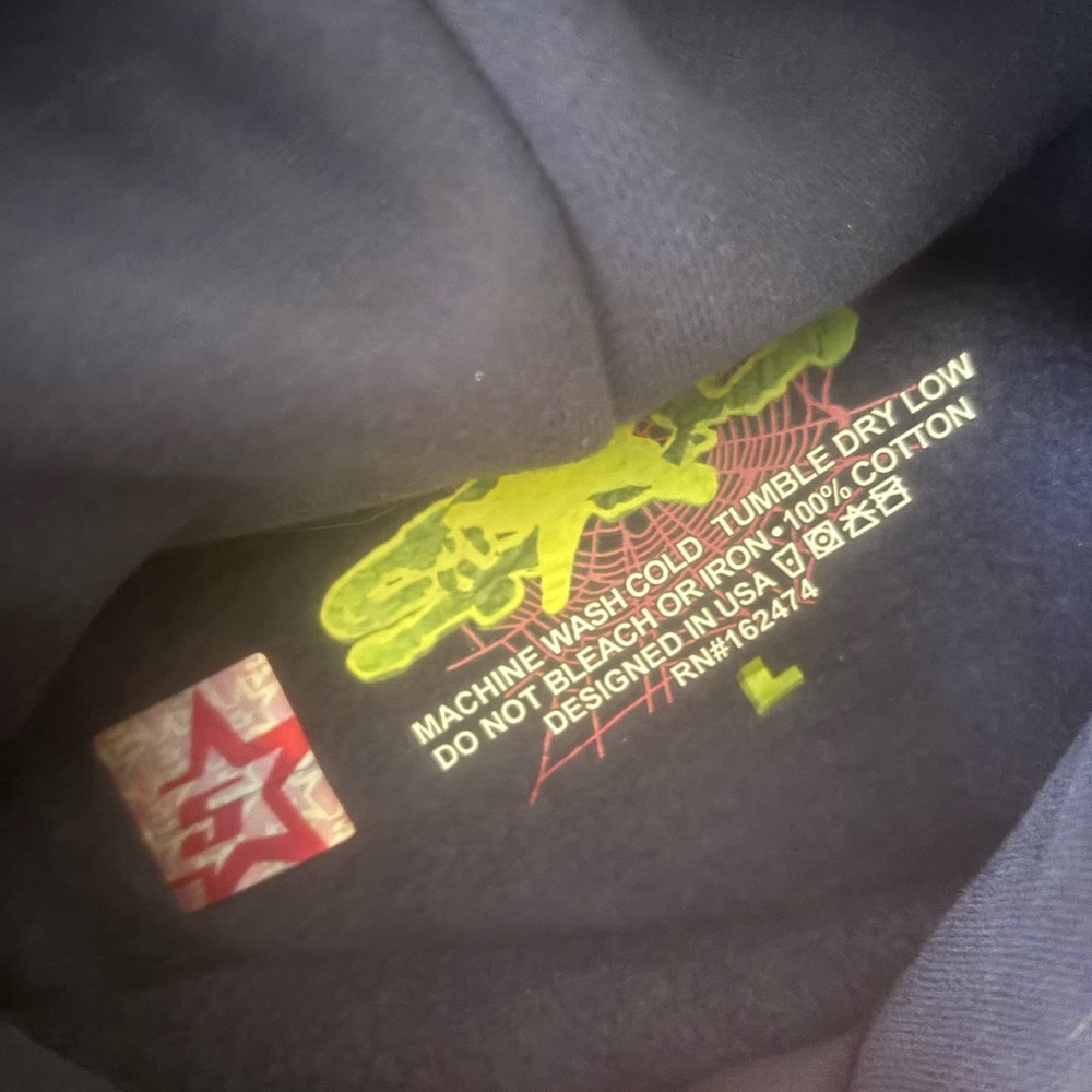 Mens Navy sp5der Hoodie with Pink Atlanta Design - Picture 3 of 4